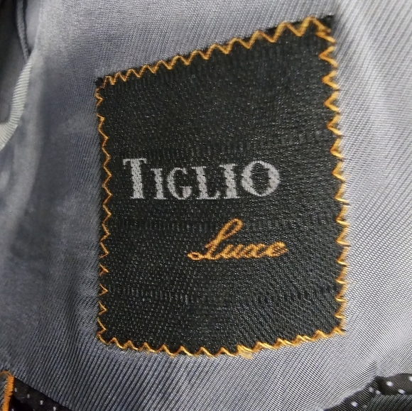 Tiglio Luxe Blazer Sports Coat Men 44R Black Silk Wool Italian 2button - Picture 8 of 12